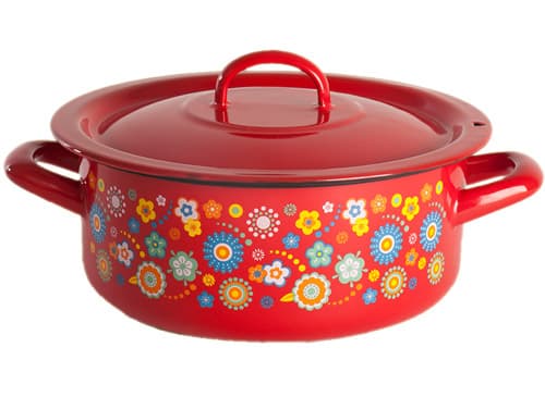 Metalac plitka šerpa sa poklopcem Summer crvena 20cm 123426