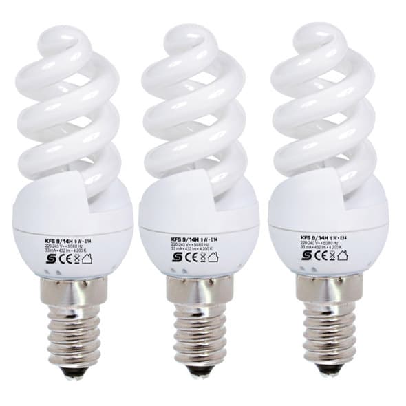 Štedljiva sijalica hladno bela 9W E14 KFS9/14H 3 komada