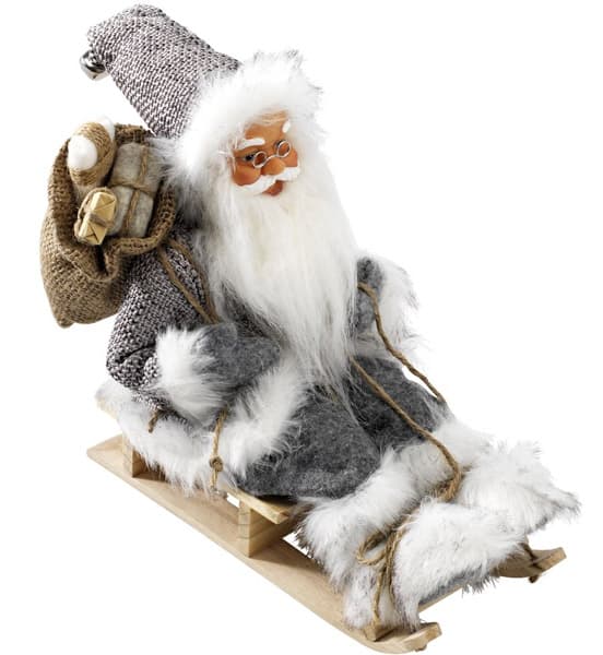 Novogodišnji ukras Deda Mraz na sankama sa torbom