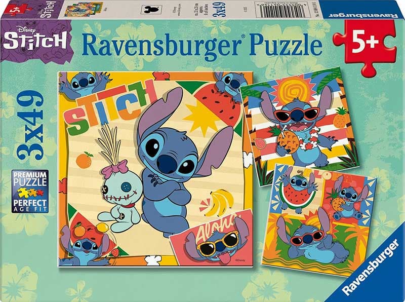 Slagalice puzzle za decu 3x49 delova Disney Stitch Aloha Ravensburger 12004114