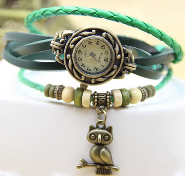 Ručni časovnik Vintage Sova Green