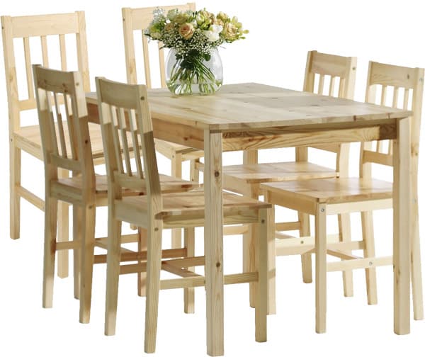 Trpezarijska garnitura Joanne sto i 6 stolica lakirani bor