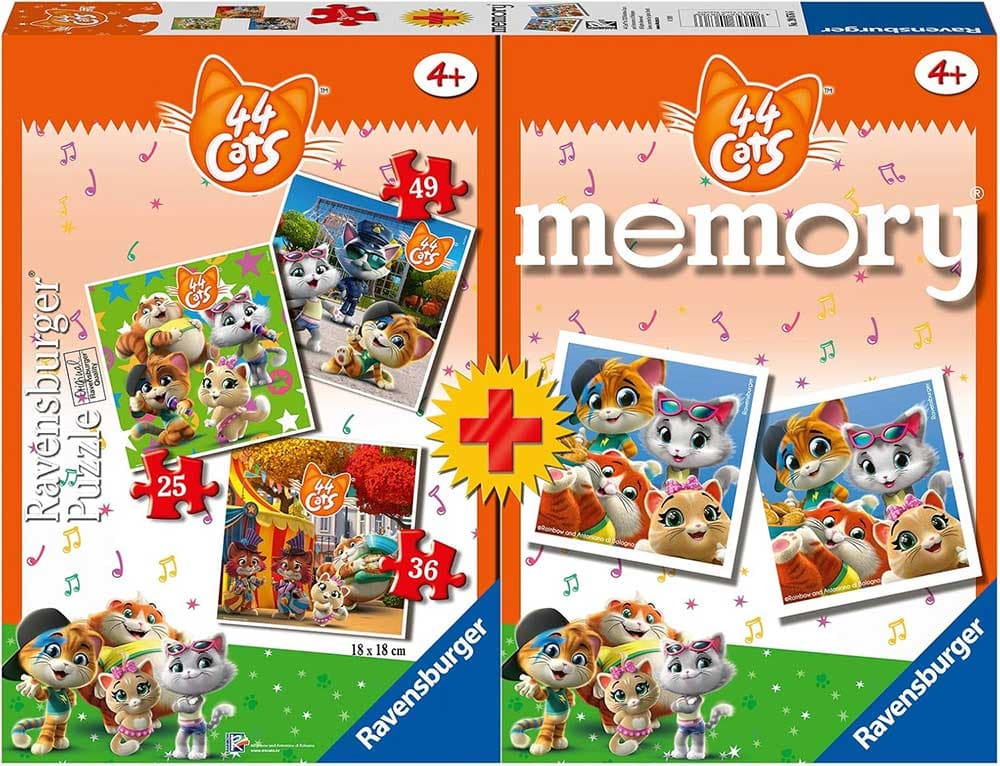 44 Cats 2u1 Društvena igra Memorija + 3 Puzzle Ravensburger 20676