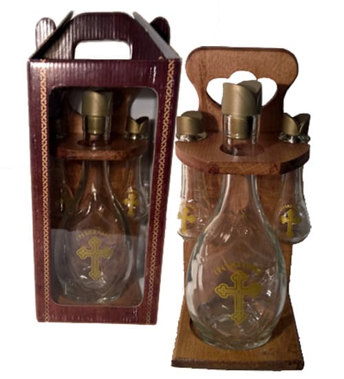 Flaša sa dva čokanja na stalku