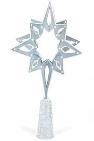 Vrh za novogodišnju jelku srebrni 3D 129288H