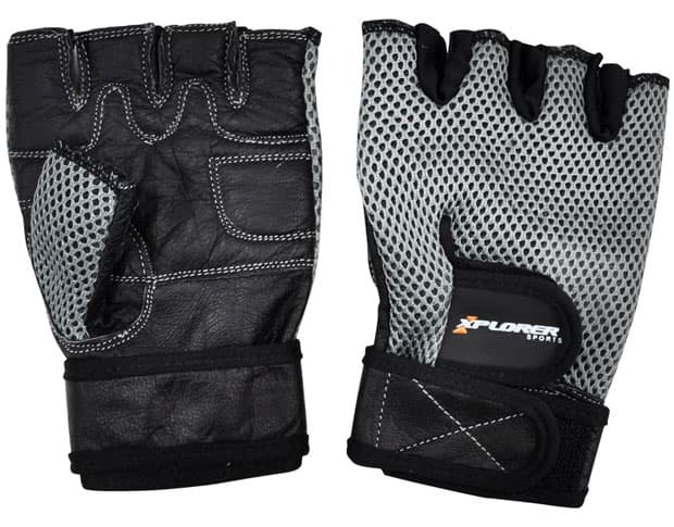 Fitnes rukavice Xplorer sive koža L 06637
