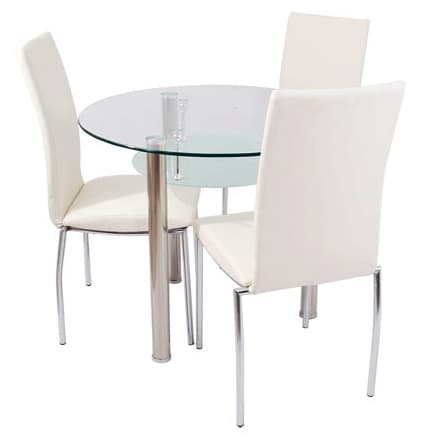 Trpezarijska Garnitura Modena 3 stolice i stakleni sto