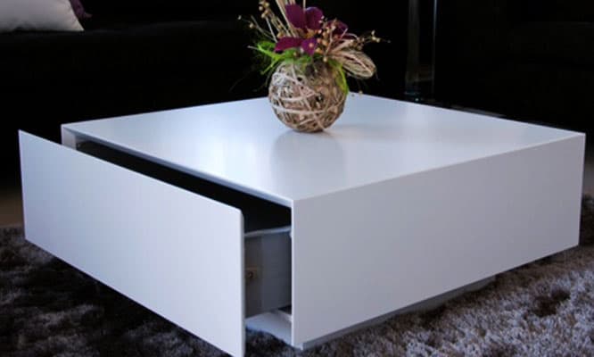 Klub Sto Maxx 80 x 80 x 35 cm Sa Jednom Fiokom White