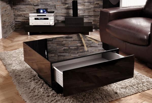 Klub Sto Maxx 80 x 80 x 35 cm Sa Jednom Fiokom Black