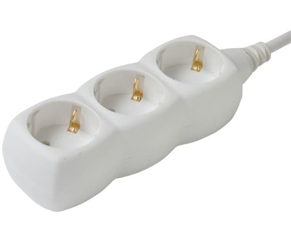 Produžni kabl sa tri uzemljene utičnice 16A 3500W 5m NV03-5/WH