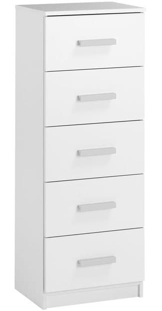 Komoda Rosto 5 fioka uska bela