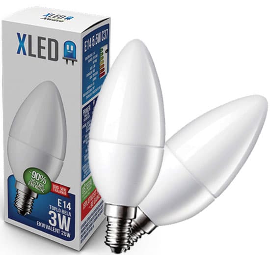 LED Sijalica XLED E14 3W Toplo bela 230Lm 21184 2 kom.