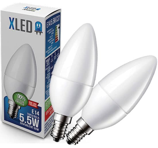 Led Sijalica XLED E14 5.5W Toplo bela 470Lm 21182 2kom.