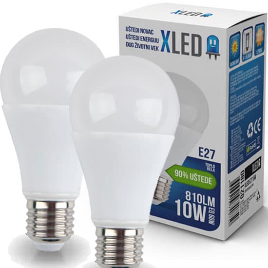 LED Sijalica XLED E27 10W Toplo bela 810Lm 21181 2kom.