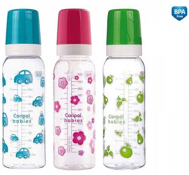 Canpol bebi flašica 250 ml plava/roze/zelena  11/810