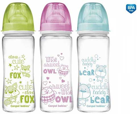 Canpol Staklena flašica za bebu EasyStart Anticolic 330ml Forest Friends 79/003