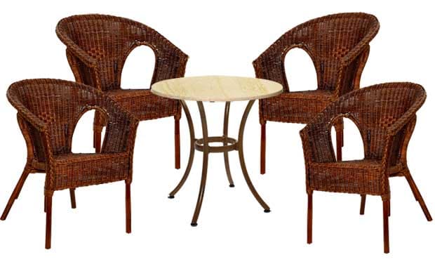 Garnitura Ton Light Prirodni Ratan 4 Fotelje + Sto