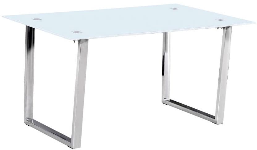 Trpezarijski Sto Belo Kaljeno Staklo - Metal - Jorja