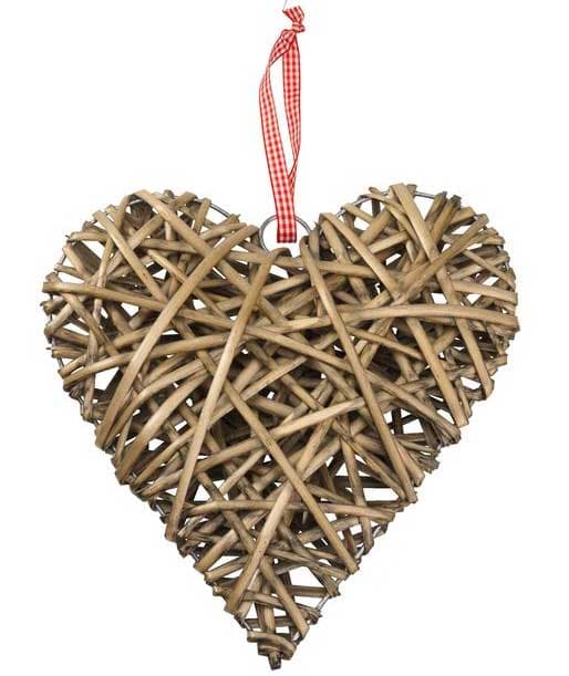 Novogodišnja dekoracija Srce od vrbe 24cm braon
