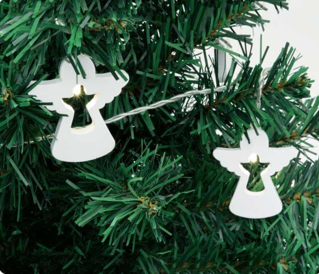 Lampice za jelku sa Andjelima od drveta