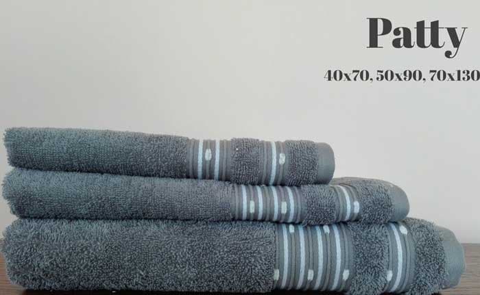 Set 3 peškira Patty siva 40x70 50x90 70x130