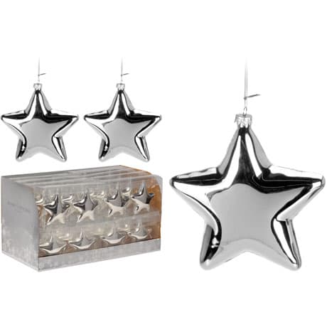 Novogodišnji Ukras Za Jelku Staklena Zvezda - 2 Komada