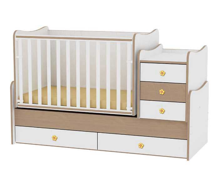 Lorelli Drveni krevetac za bebe 3u1 Maxi Plus White Beech 10150300028