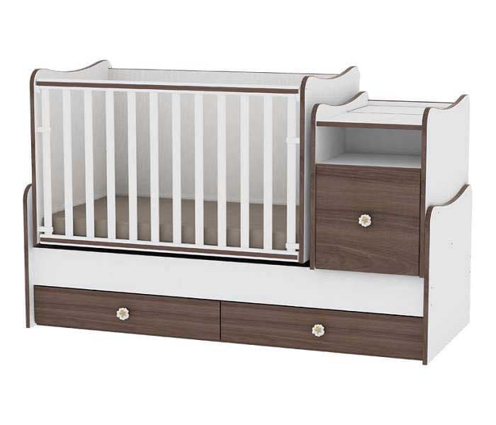Lorelli Drveni krevetac za bebe 3u1 Trend Plus White Walnut