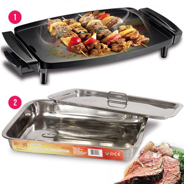 Komplet za roštilj - Električni Grill i tepsija sa poklopcem 