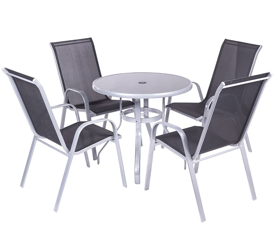 Baštenska Garnitura od Metala, Tekstila i Stakla - Como Black