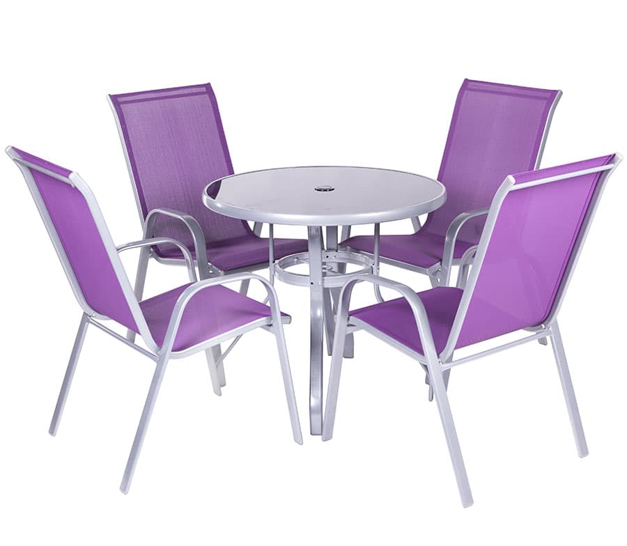 Udobna Baštenska Garnitura od Metala, Tekstila i Stakla - Como Purple