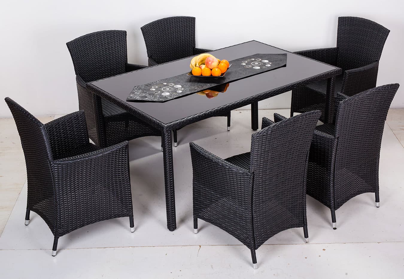 Baštenska Garnitura Java Black - 6 Fotelja i Sto 