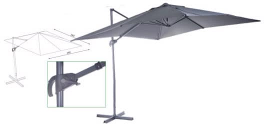 Zglobni Četvorougaoni Suncobran Martinique Grey