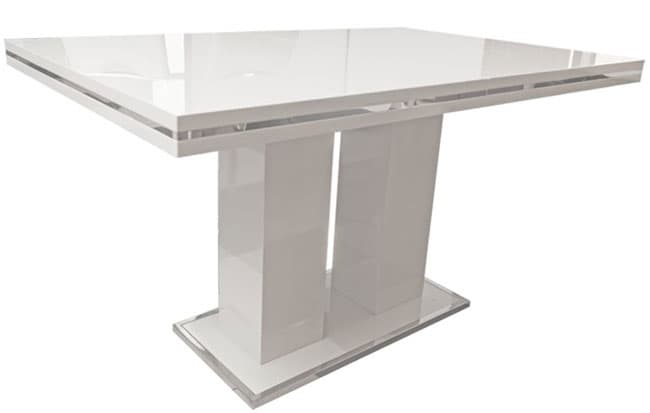 Trpezarijski sto sa produžetkom MBCD 140x90+40 beli visoki sjaj