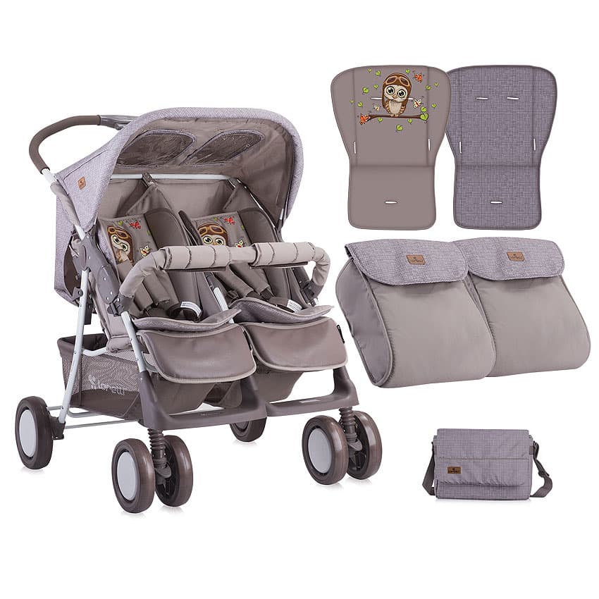 Kolica za blizance sa opremom Lorelli Twin Beige Buhu 10020071702