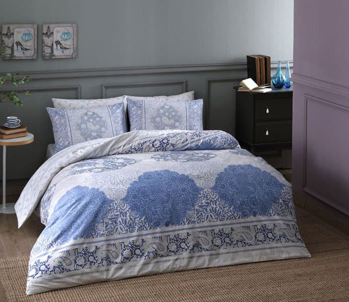 TAC Pamučna dupla posteljina Aryan V1 Mavi