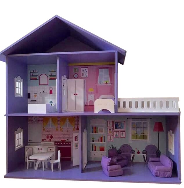 Velika kućica za lutke sa nameštajem Nora lila