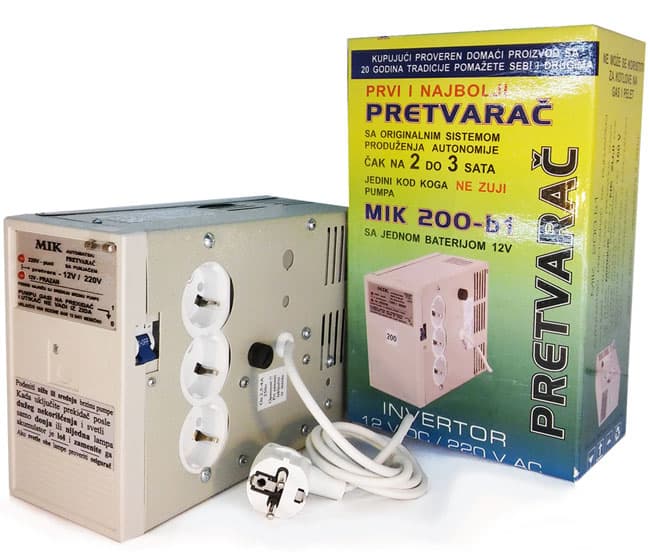 Pretvarač napona sa baterijom Ispravljač sa 12 na 220V MIK 200 B1