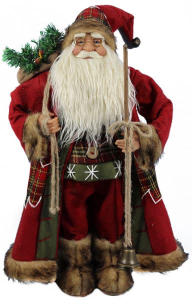 Deda Mraz Sa Štapom, Zvonom i Džakom - Novogodišnja Figura - 90 cm