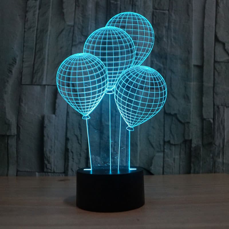LED Lampa 3D - noćno svetlo - Illusions by Black Cut Blue Balloons