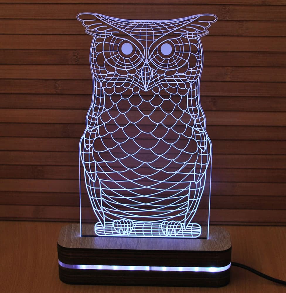 3D LED Lampa Illusions by Black Cut White Owl