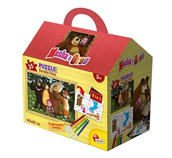 Lisciani Puzzle  Maša i Medved 2u1 35 delova + 4 flomastera 33595