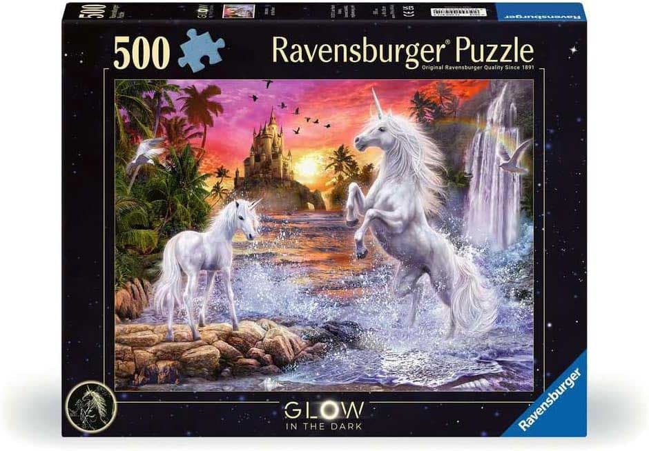 Ravensburger puzzle STAR Line - Glow-in-the-Dark Effect - Unicorns At the River 500 delova