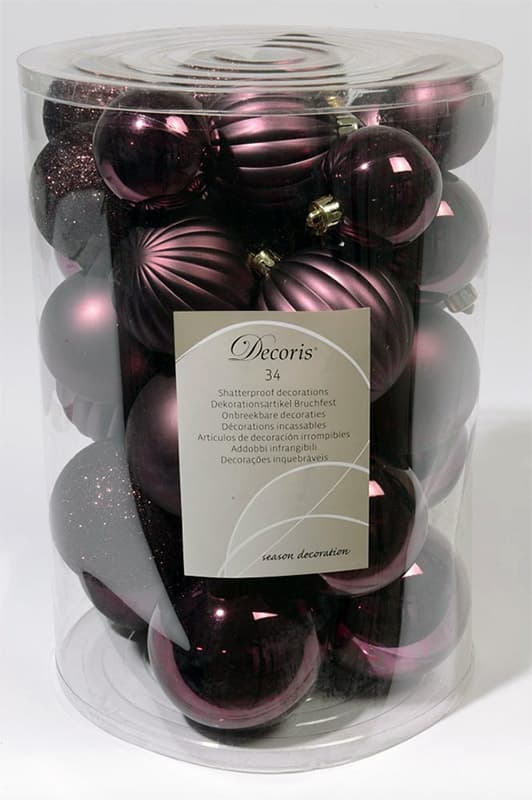 Komplet ljubičastih ukrasa za jelku 34 komada
