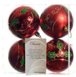 Dekorativna božićne kugle crvene boje sa uvojcima 4 kom 8cm
