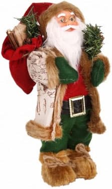 Deda Mraz sa džakom i zelenim pantalonama visine 30 cm