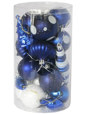Novogodišnji ukrasi Set 27 komada Plavi