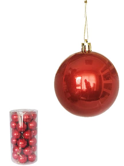 Novogodišnji ukrasi Kugle 6cm Set 30 komada Crveni