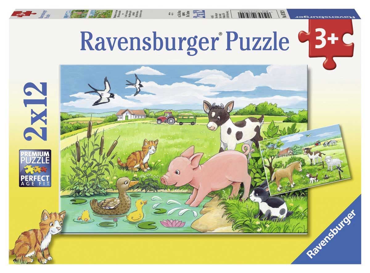 Ravensburger puzzle  Dečije puzle - 2x12 - Životinje - Baby Farm Animals  2x12 delova  RA07582
