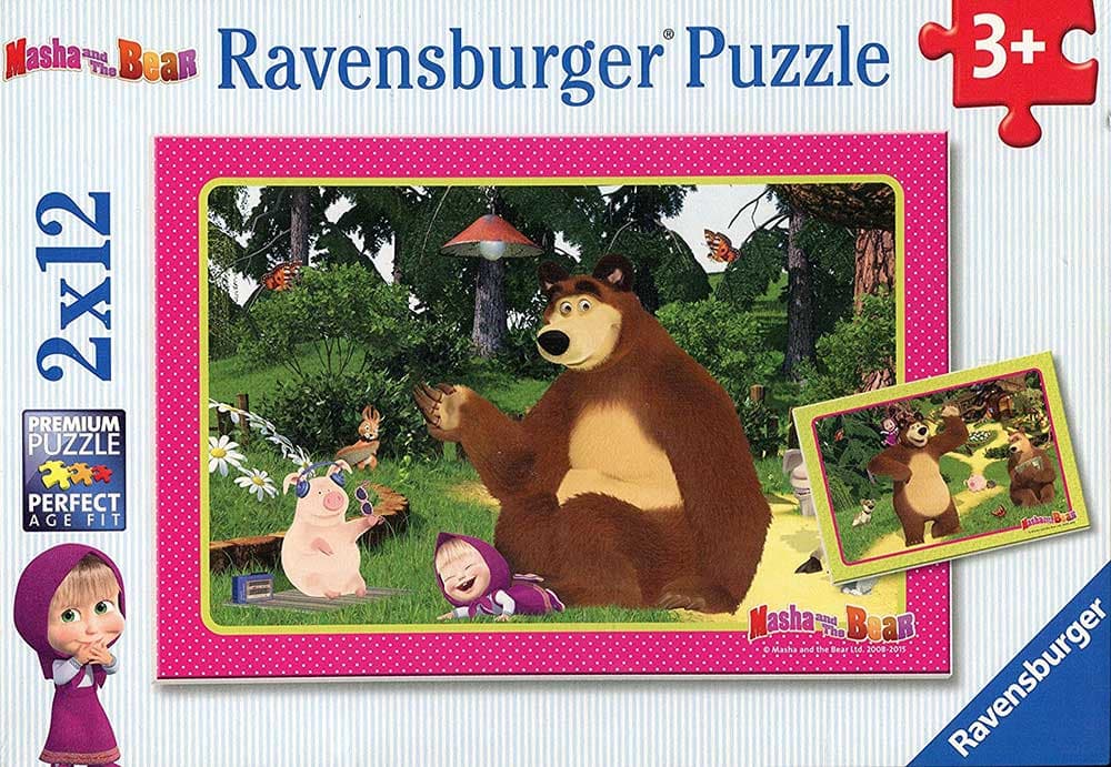 Ravensburger puzzle  Dečije puzle - 2x12 - Maša i medved - Playing In The Forest  2x12 delova  RA07585